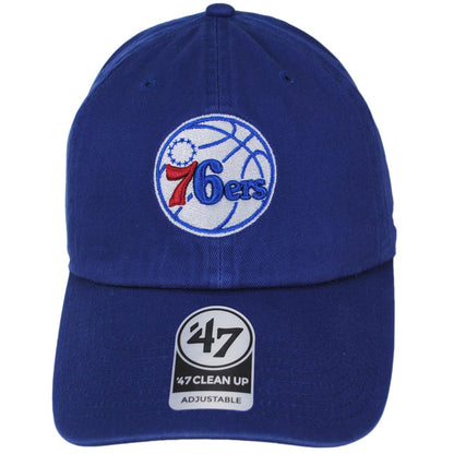 47 Brand | Philadelphia 76ers NBA Clean Up Strapback Baseball Cap Dad Hat | 204110 | front | ROYAL BLUE
