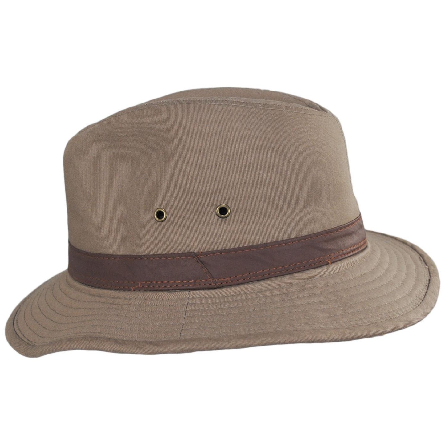 Dorfman Pacific | Packable Cotton Twill Safari Fedora Hat | 140215 | profile | BARK