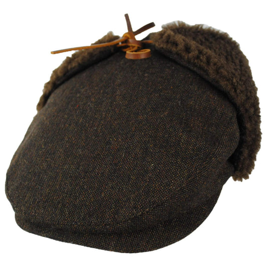 BRIXTON HATS | Barrel Tweed Earflap Ivy Cap | 161506 | lead | BROWN/BROWN TWEED
