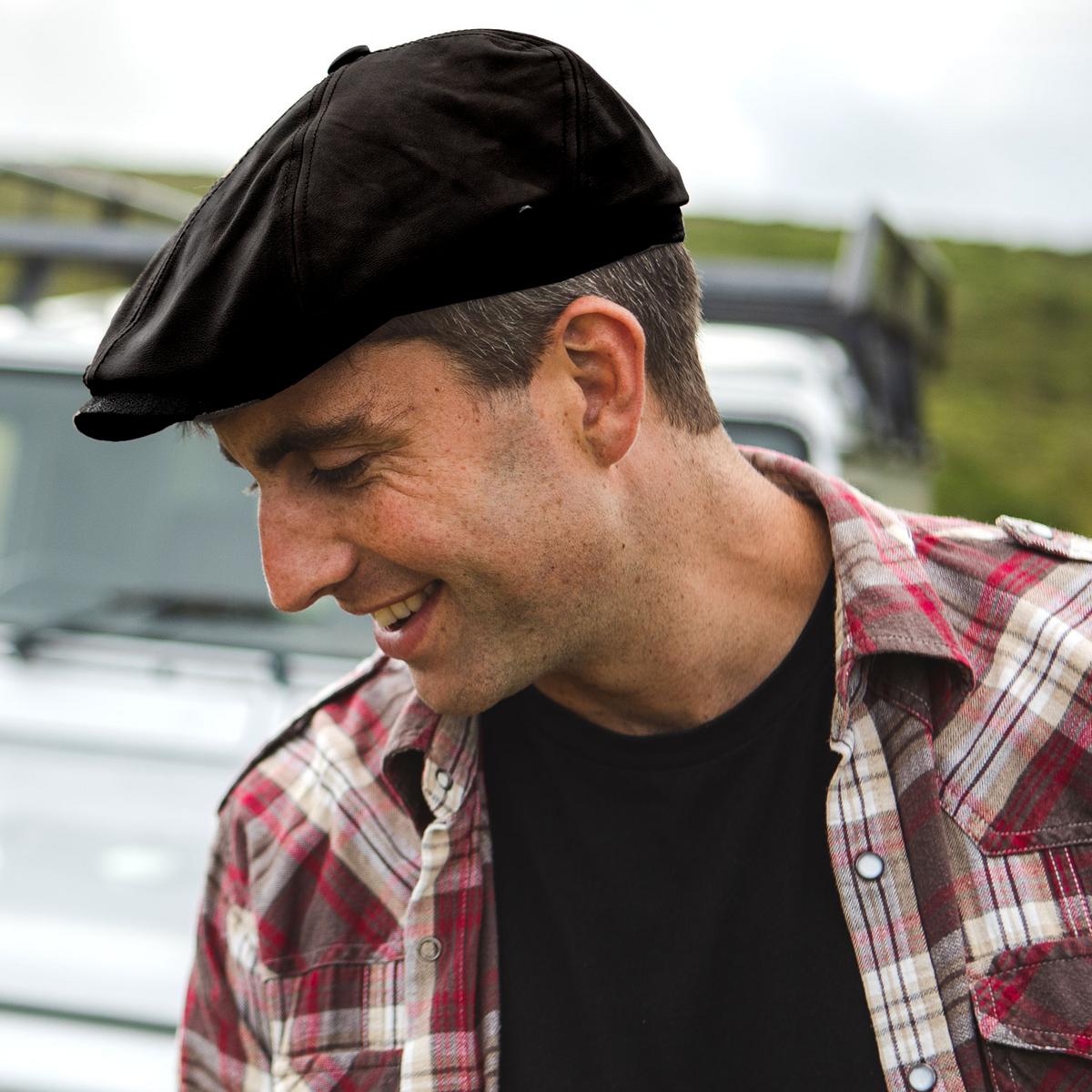 Jaxon Hats | Leather Suede Newsboy Cap | 168202 | lsmtwo | BLACK