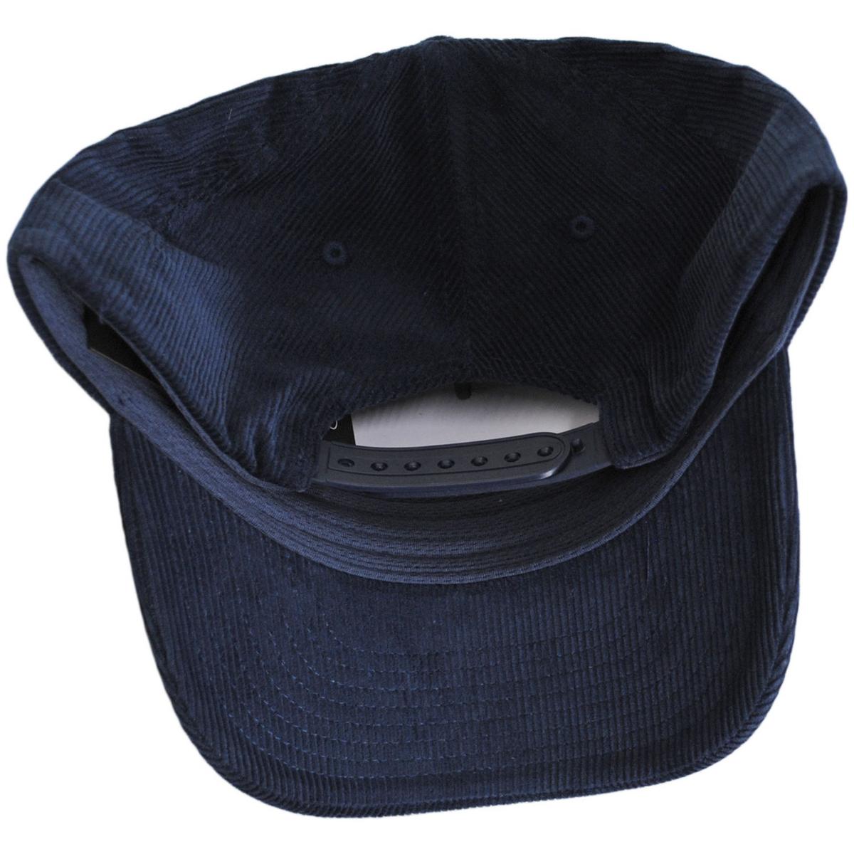 BRIXTON HATS | Crest 5-Panel Corduroy Snapback Baseball Cap | 201790HO24 | under | WASHED NAVY CORD