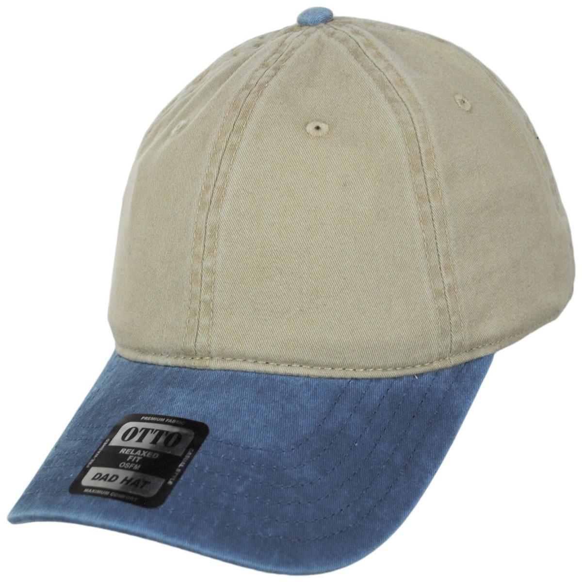 Otto | LoPro Washed Pigment Dyed Cotton Twill Strapback Baseball Cap Dad Hat | 201404 | lead | NAVY/KHAKI