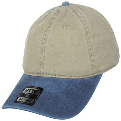 Otto | LoPro Washed Pigment Dyed Cotton Twill Strapback Baseball Cap Dad Hat | 201404 | lead | NAVY/KHAKI