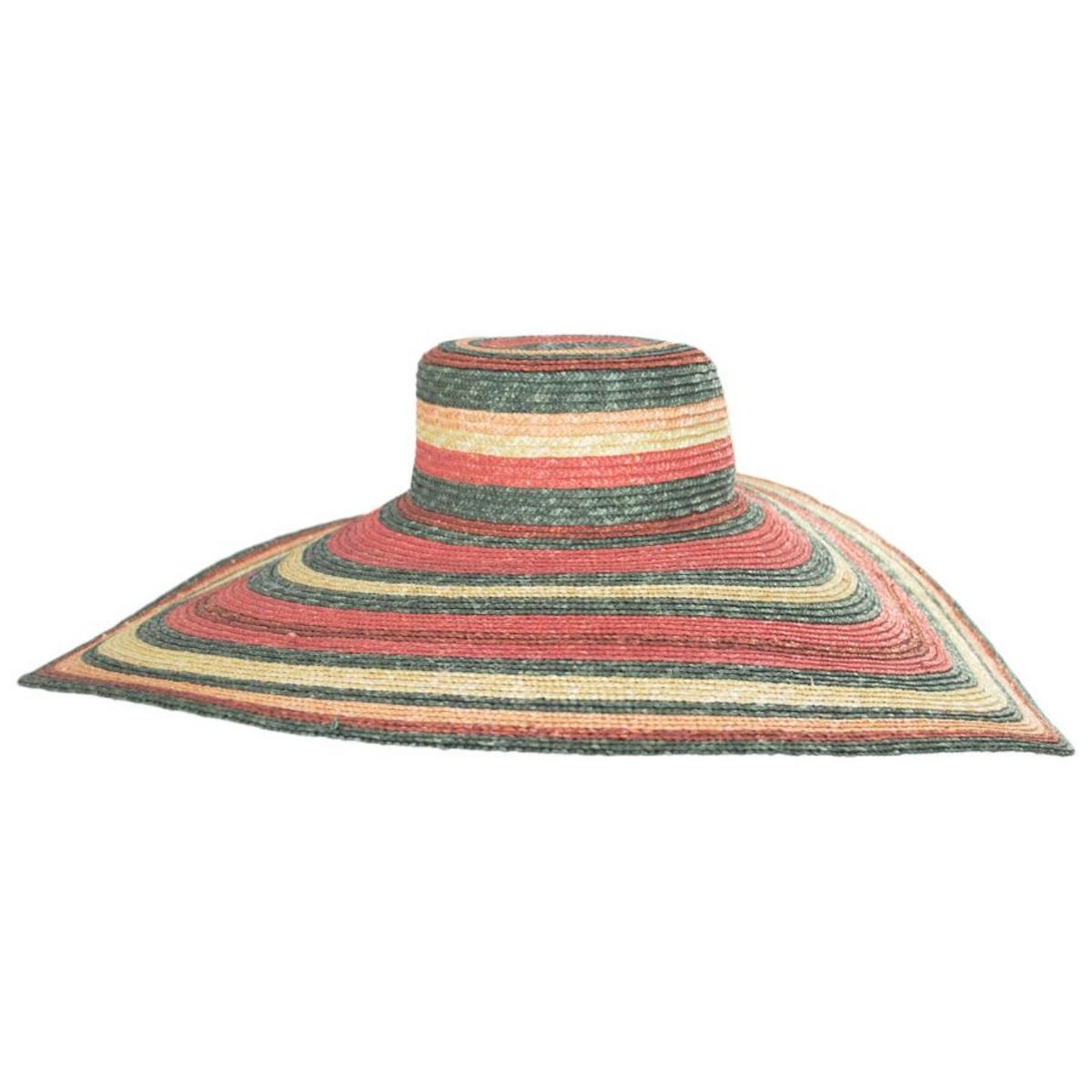 Milan Stripe Wide Brim Wheat Straw Sun Hat
