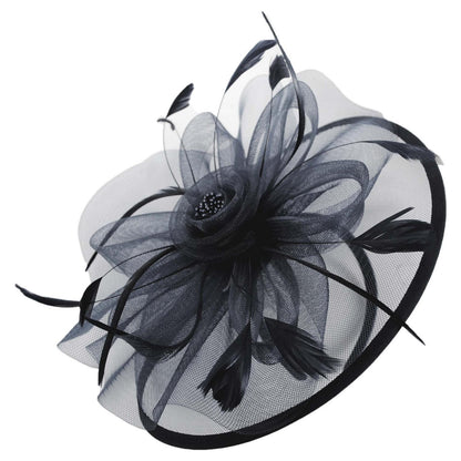 Sophia | Floral Mesh and Ribbon Fascinator Hat | 122905 | lead | BLACK