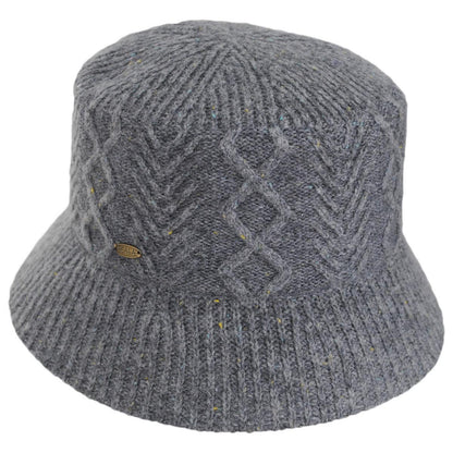 Scala | Aran Cable Knit Wool Blend Bucket Hat | 106447 | lead | GREY