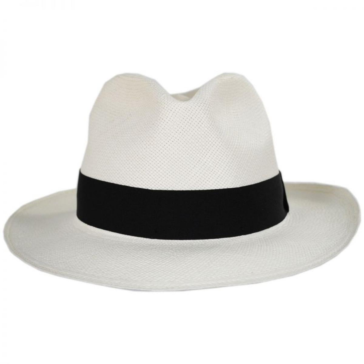 Bigalli | Puerto Cayo Panama Straw Fedora Hat | 129218 | front | WHITE