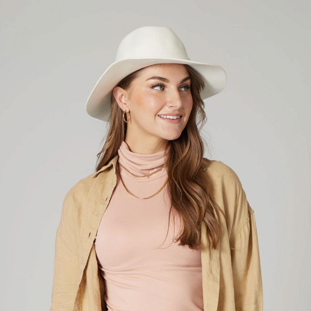 San Diego Hat Company | Prairie Wool Felt Packable Fedora Hat | 125208 | lsmone | IVORY