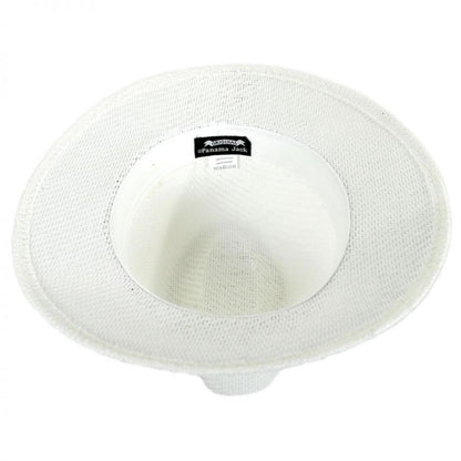 Panama Jack | Ribbon Toyo Straw Safari Fedora Hat | 126399 | under | WHITE