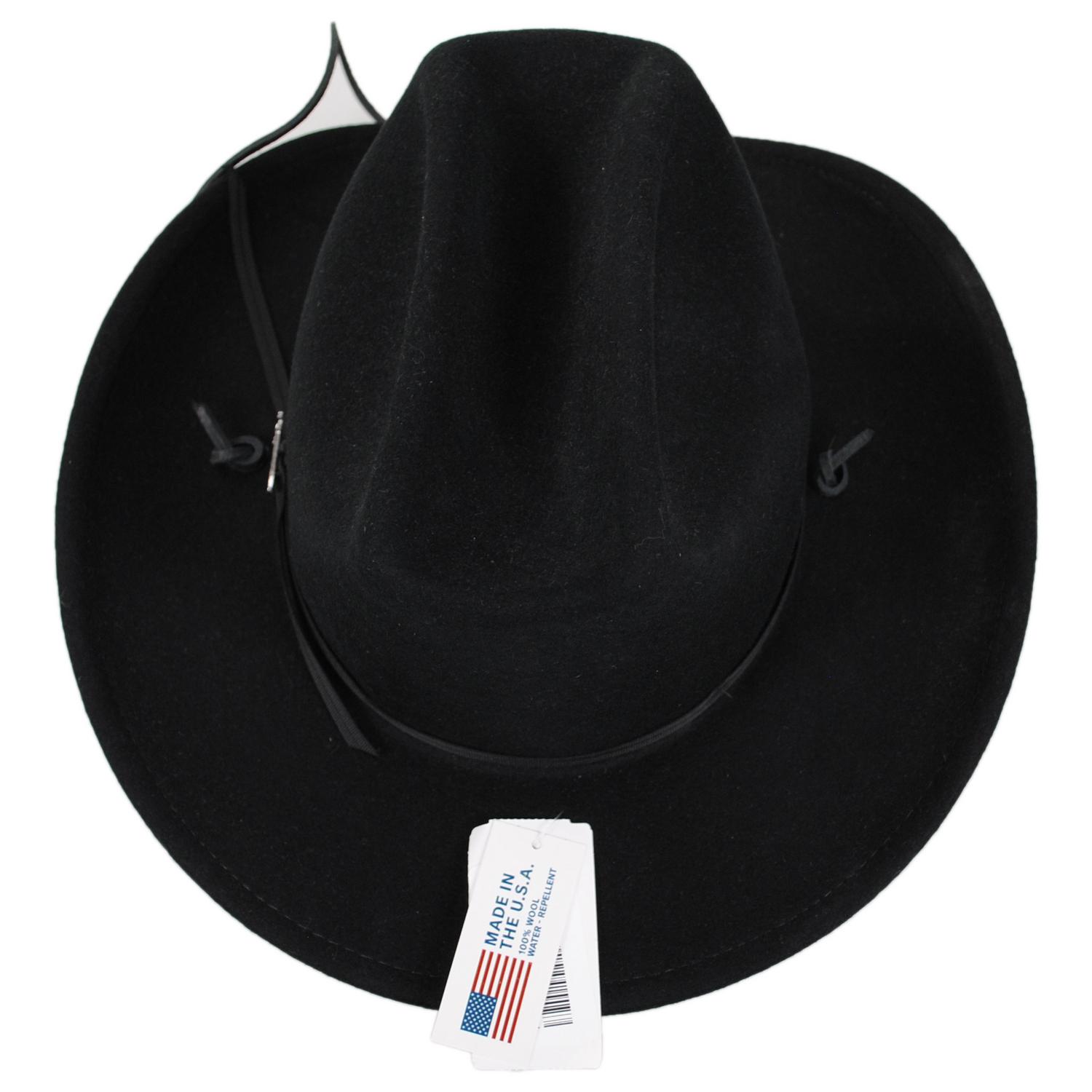 Stetson | Lakewood Crushable Wool Felt Western Hat | 130769 | top | BLACK