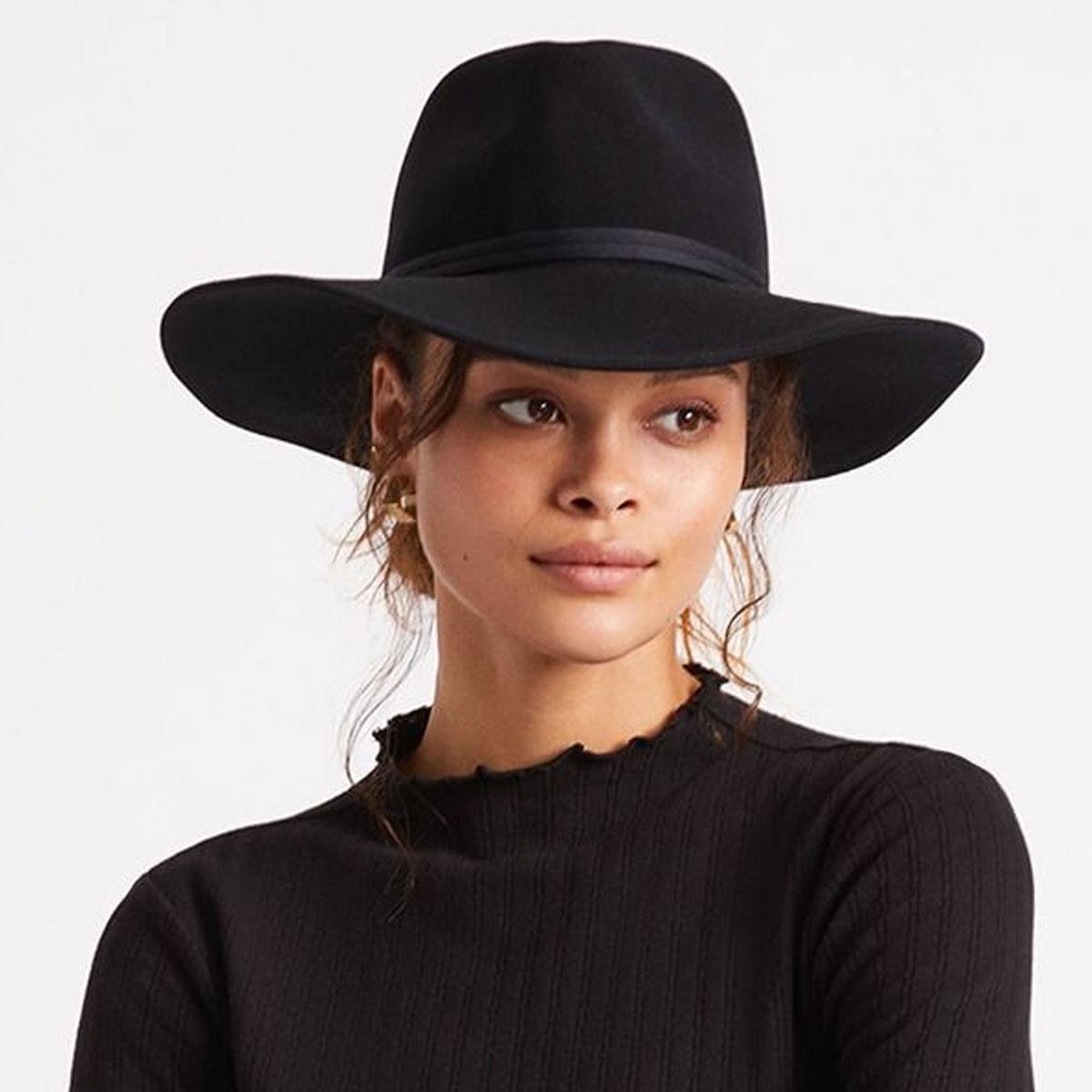 BRIXTON HATS | Joanna Packable Wool Felt Fedora Hat | 123926 | lsfone | BLACK