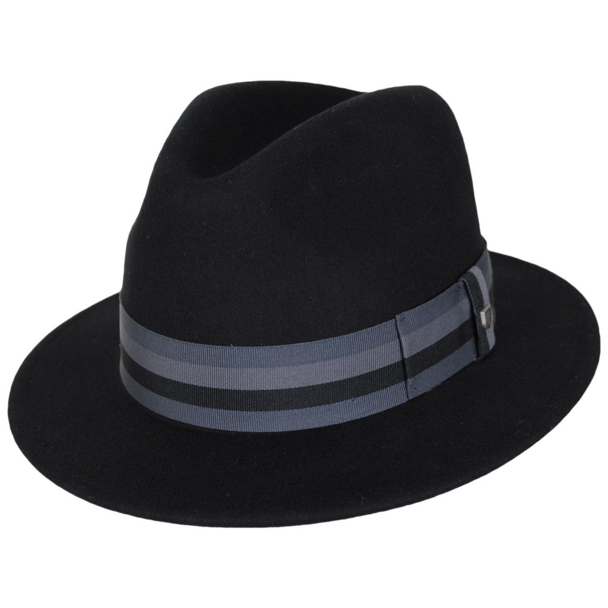 BRIXTON HATS | Roma Wool Felt Fedora Hat | 135664 | lead | BLACK/GREY CHARCOAL