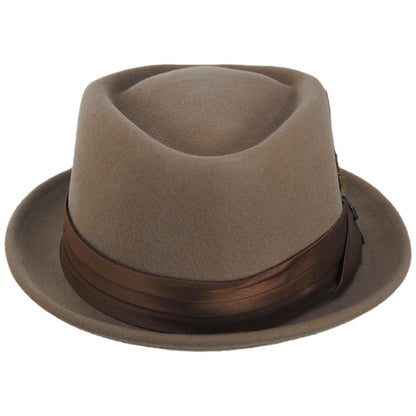 BRIXTON HATS | Stout Wool Felt Diamond Crown Fedora Hat | 135602 | front | TAN