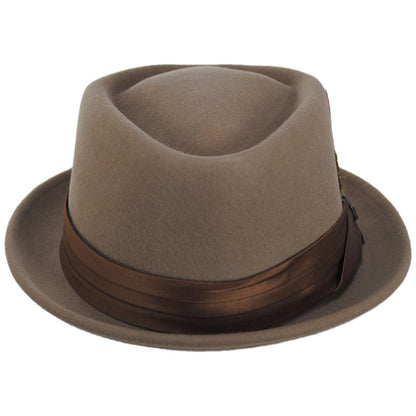 BRIXTON HATS | Stout Wool Felt Diamond Crown Fedora Hat - Tan | 135602TAN | front | TAN