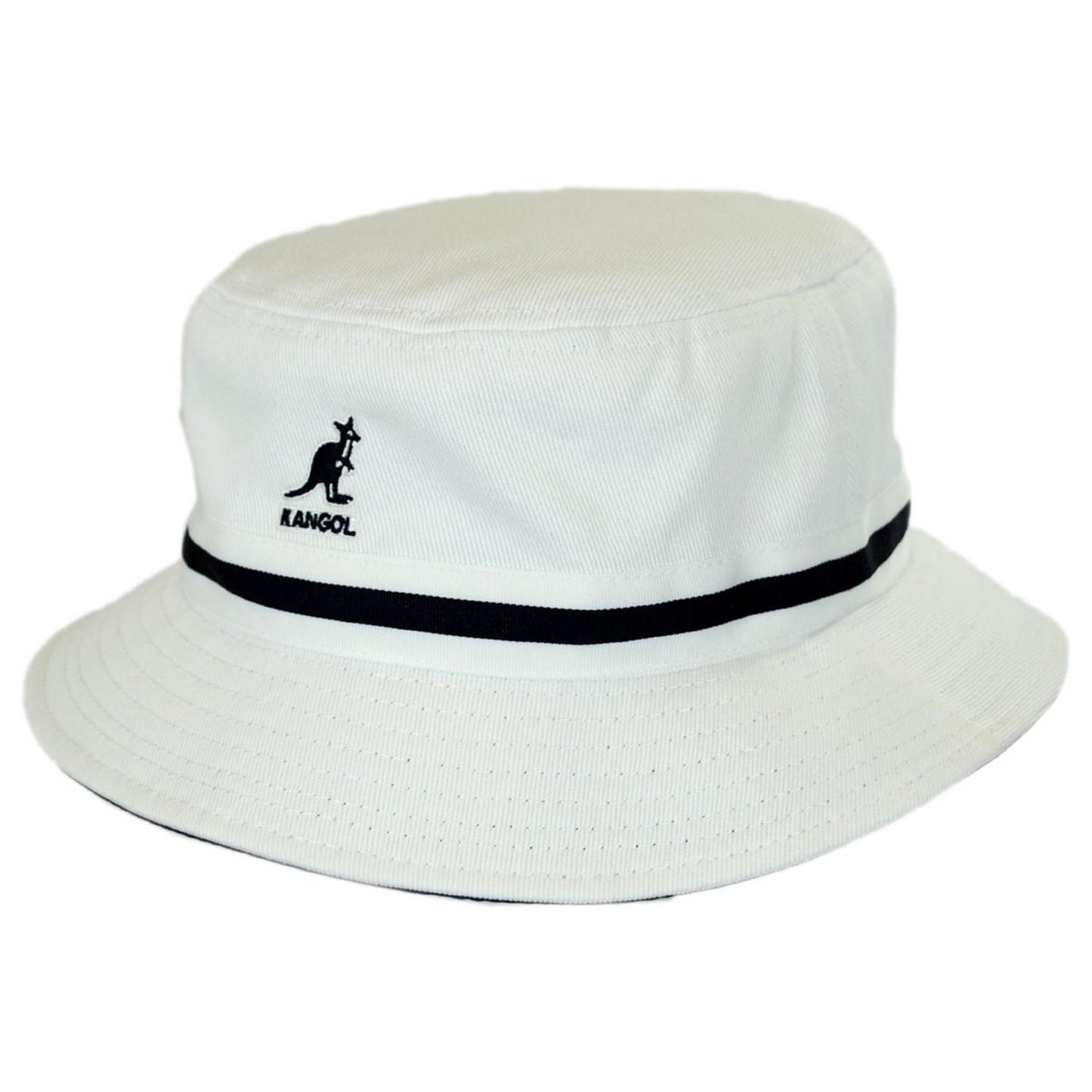 Kangol | Stripe Lahinch Cotton Bucket Hat | 185718 | lead | WHITE