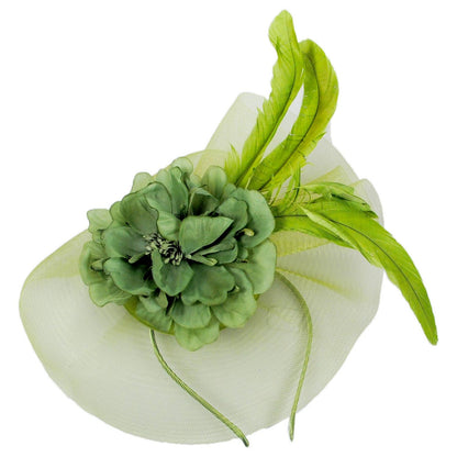 Sophia | Peony and Feathers Fascinator Hat | 122907 | lead | OLIVE