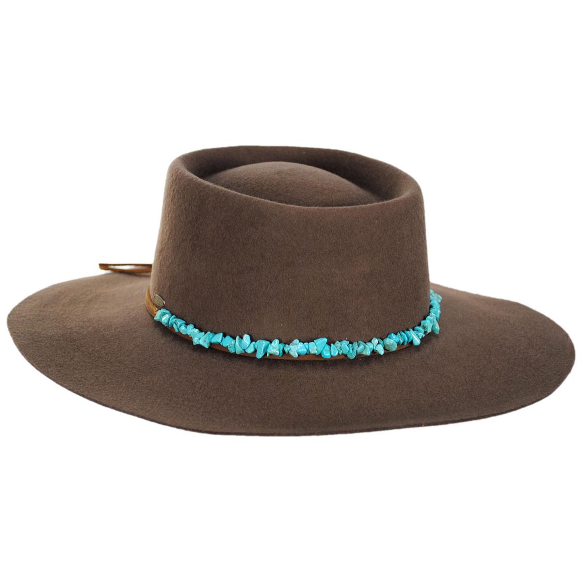 Scala | Lanna Wool Felt Gaucho Hat | 123445 | lead | BROWN