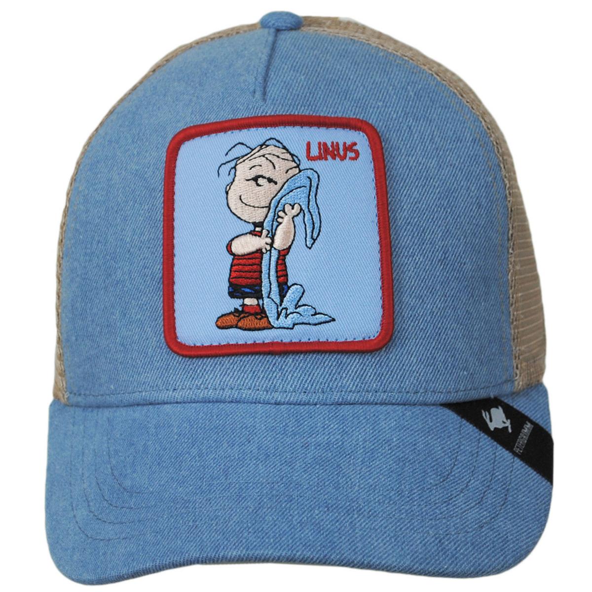 Peanuts | Linus Mesh Trucker Snapback Baseball Cap | 201301 | front | DENIM BLUE