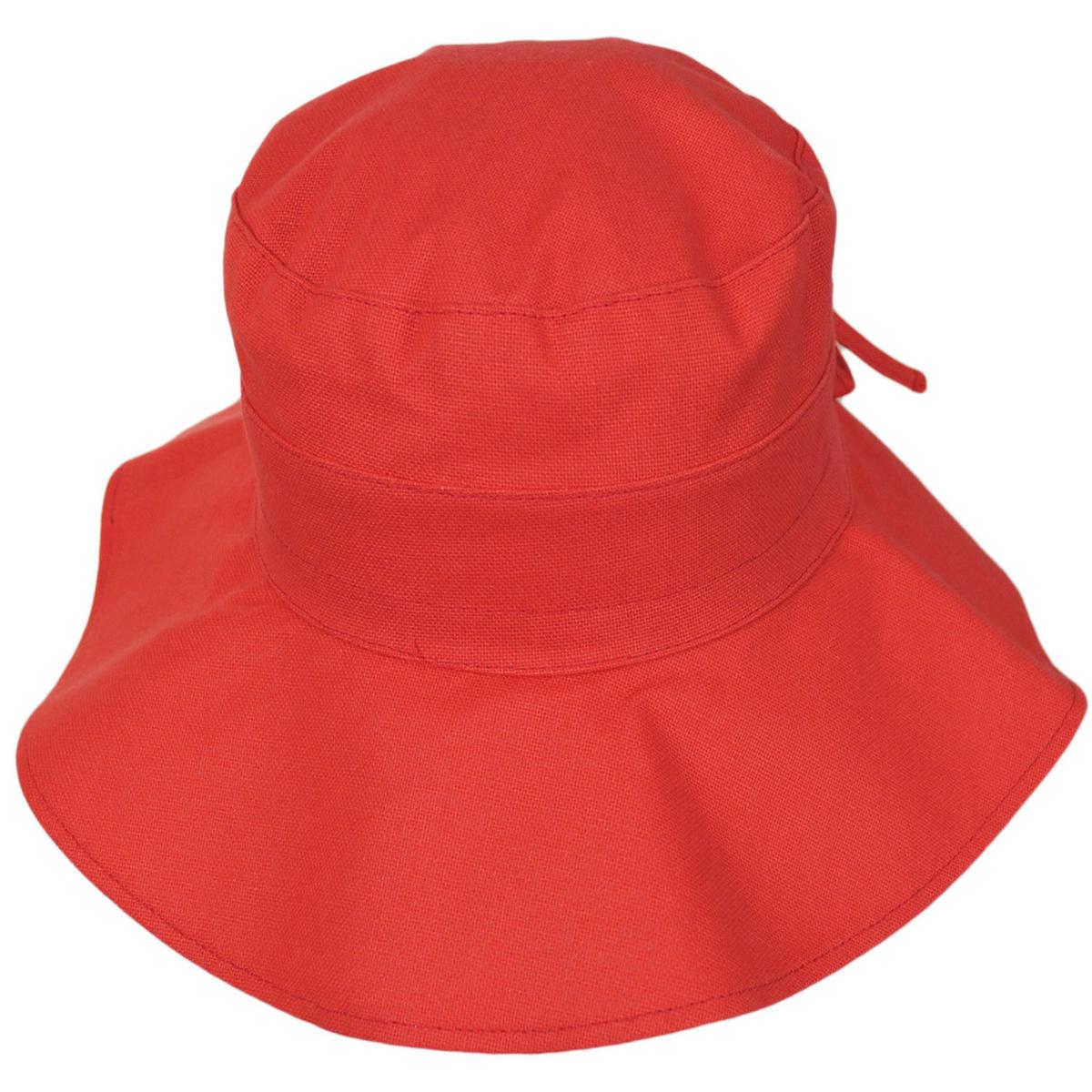 Scala | Alma Ponytail Cotton Bucket Hat | 106443 | front | CORAL