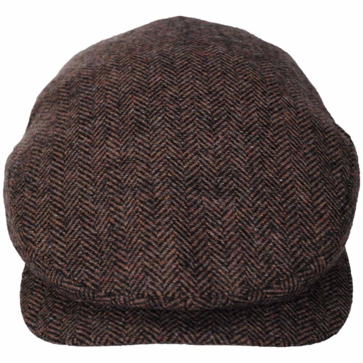 Jaxon Hats | Square Bill Herringbone Wool Ivy Cap | 167755 | front | BROWN