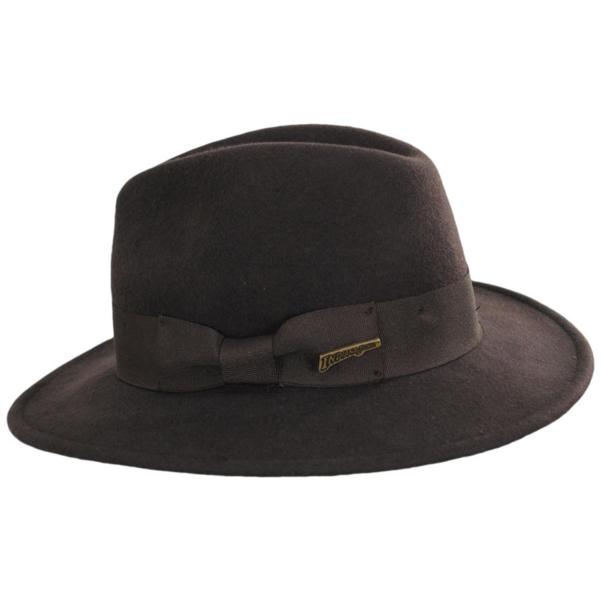 Indiana Jones | Officially Licensed Crushable Wool Felt Safari Fedora Hat | 130447 | profile | BROWN