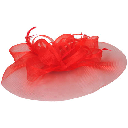 Kathy Jeanne | Firework Horsehair Mesh and Feather Fascinator Hat | 122411 | lead | RED