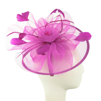Sophia | Floral Mesh and Ribbon Fascinator Hat | 122905 | profile | FUCHSIA