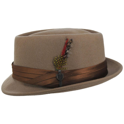 BRIXTON HATS | Stout Wool Felt Diamond Crown Fedora Hat | 135602 | profile | TAN