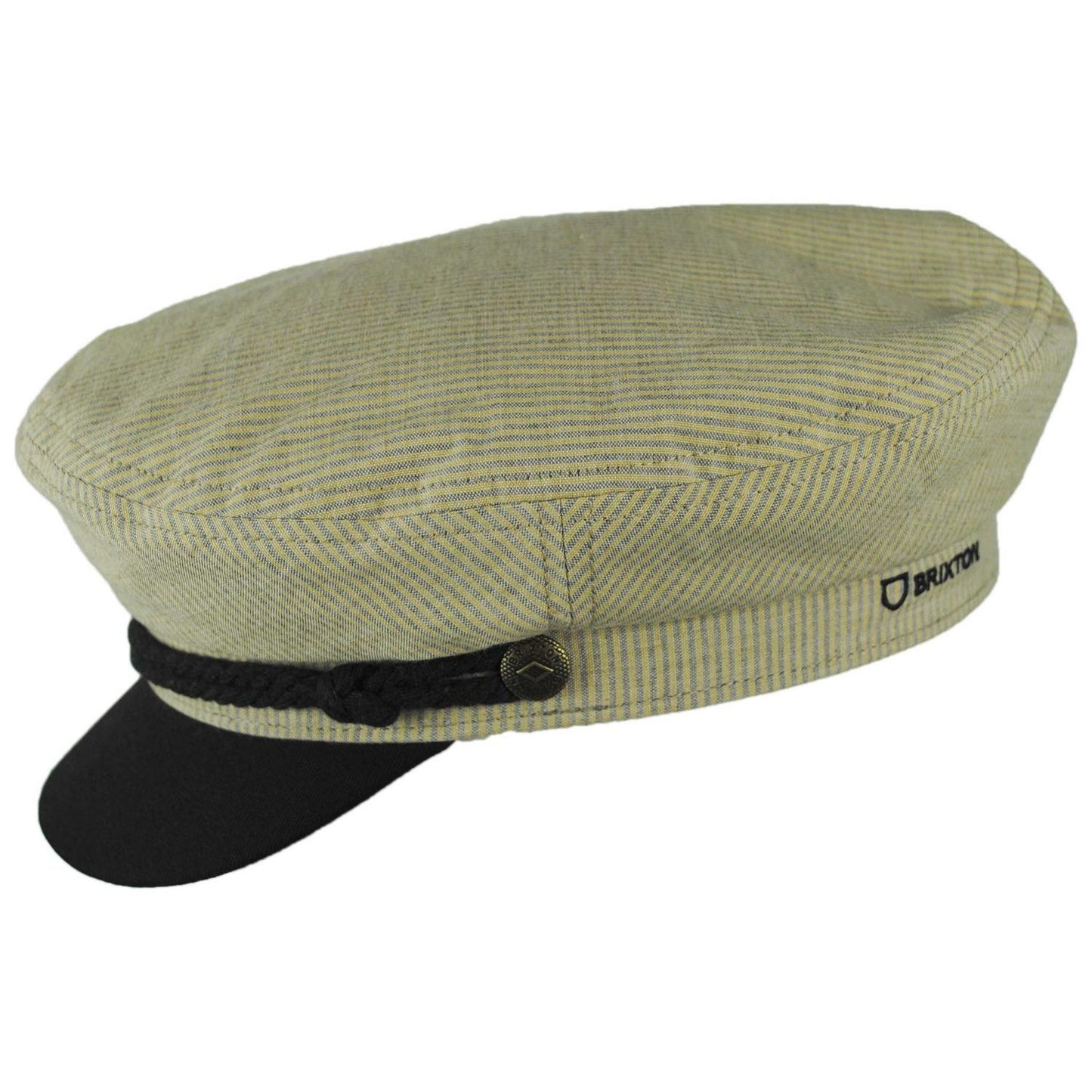 BRIXTON HATS | Cotton Stripe Fiddler Fisherman Cap | 181308 | profile | KHAKI STRIPE/WASHED BLACK