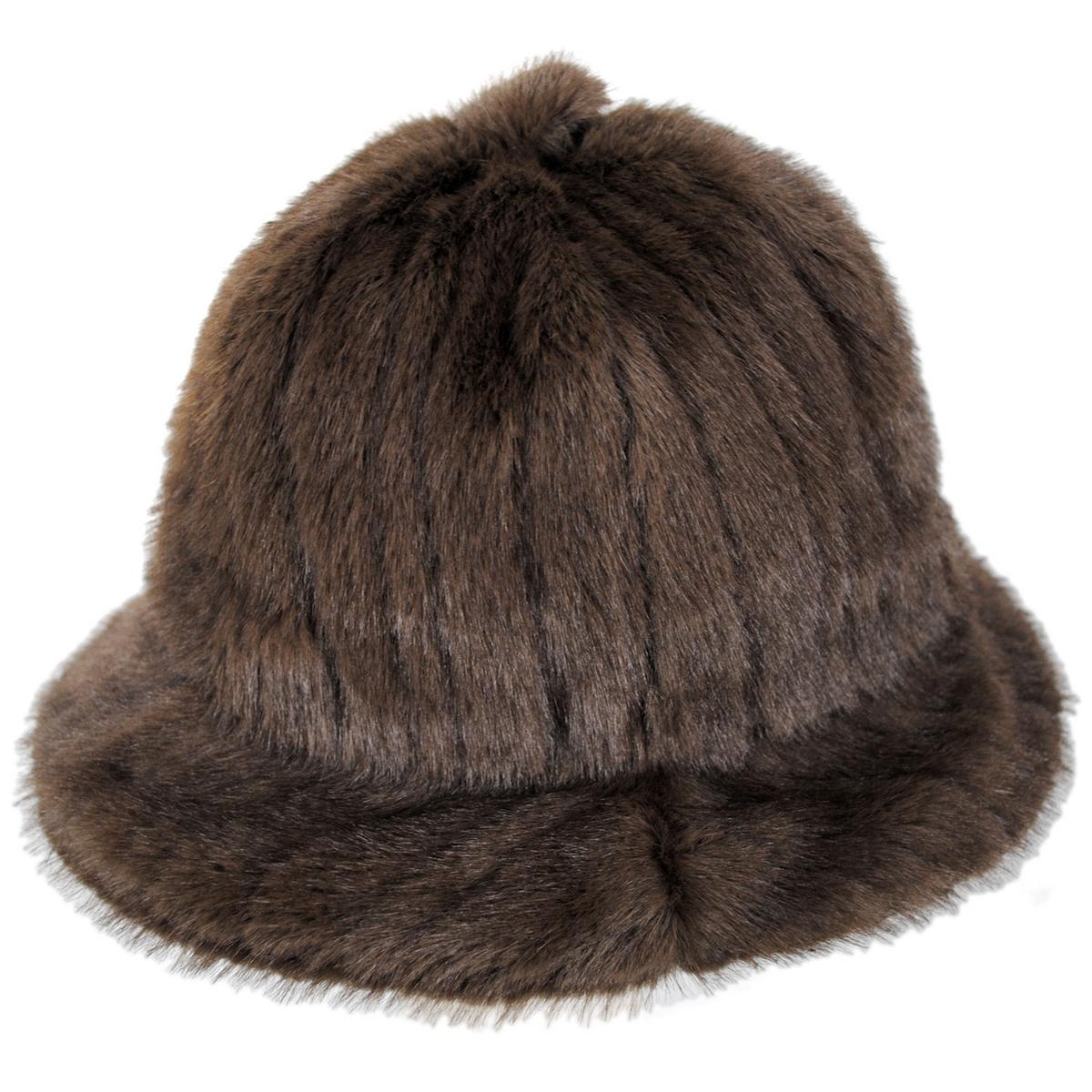Kangol | Striped Faux Fur Casual Hat | 185835 | profile | BROWN DEBOSSED STRIPE