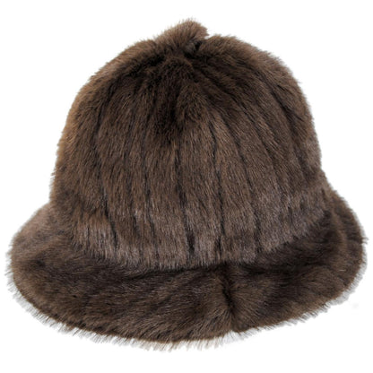 Kangol | Striped Faux Fur Casual Hat | 185835 | profile | BROWN DEBOSSED STRIPE