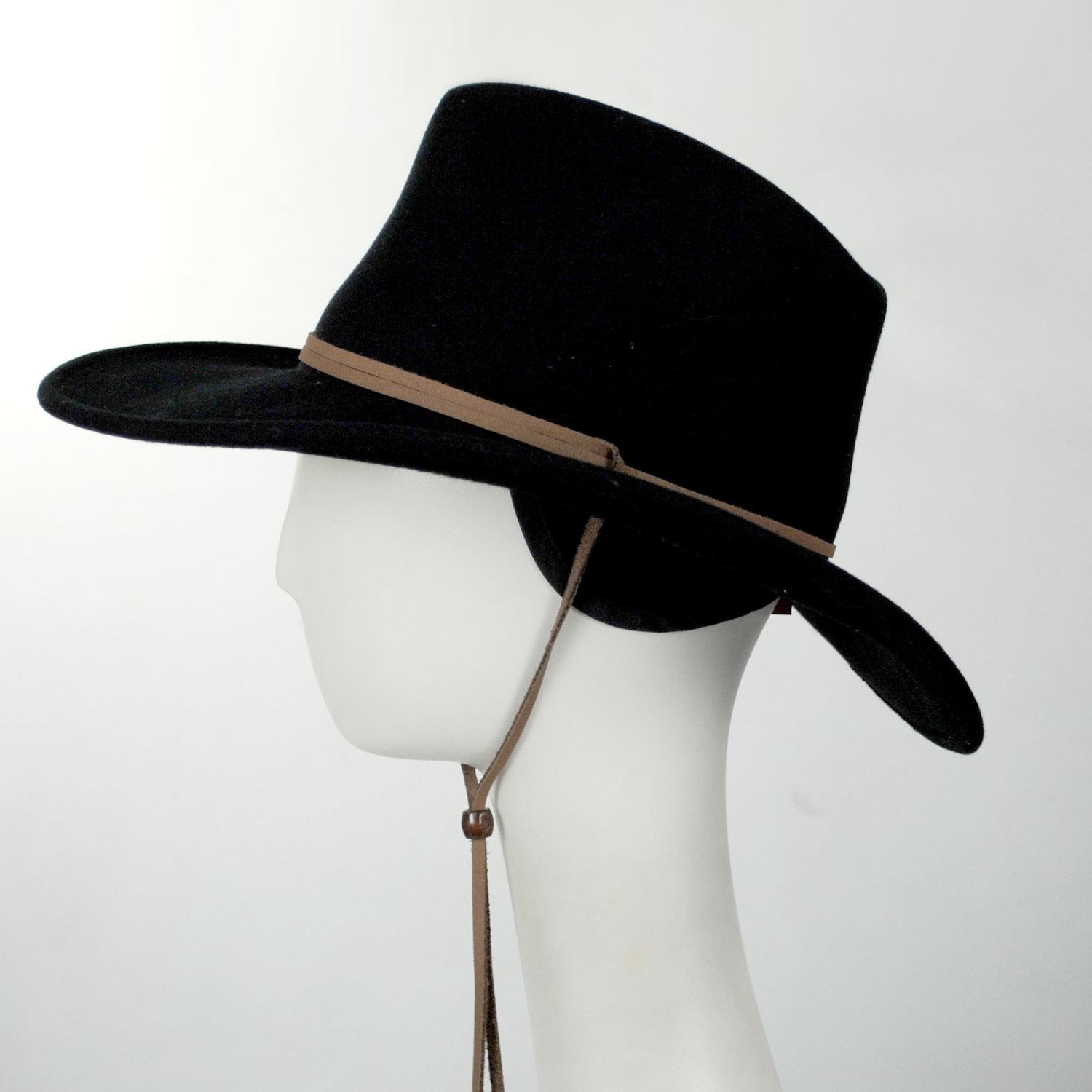 Bailey Western | Joe Eder Crushable Wool LiteFelt Earflap Western Hat | 130142 | profiletwo | BLACK
