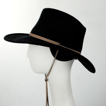 Bailey Western | Joe Eder Crushable Wool LiteFelt Earflap Western Hat | 130142 | profiletwo | BLACK