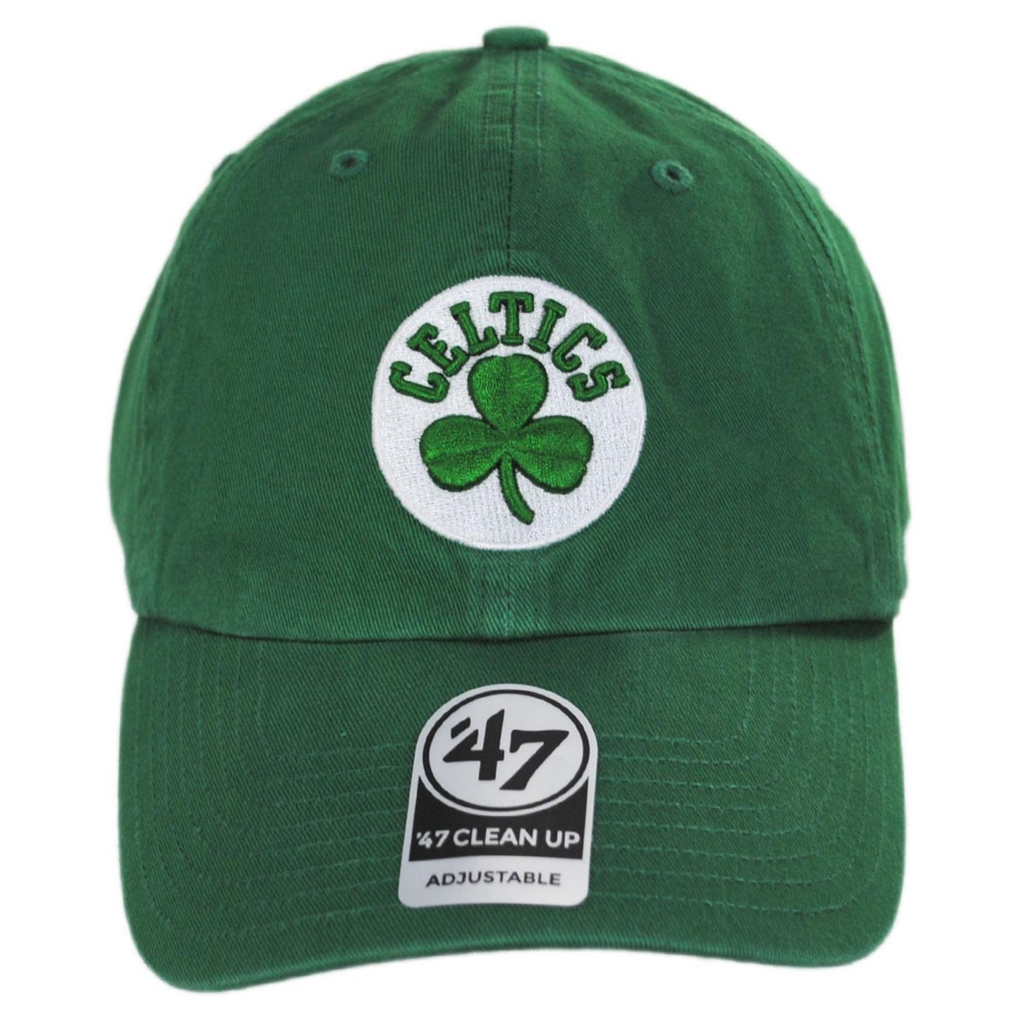 47 Brand | Boston Celtics NBA Clean Up Strapback Baseball Cap Dad Hat | 203951 | front | KELLY GREEN