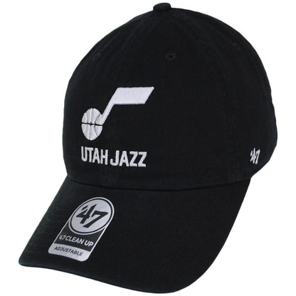 47 Brand | Utah Jazz NBA Clean Up Strapback Baseball Cap Dad Hat | 204140 | lead | BLACK/WHITE