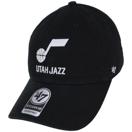 47 Brand | Utah Jazz NBA Clean Up Strapback Baseball Cap Dad Hat | 204140 | lead | BLACK/WHITE