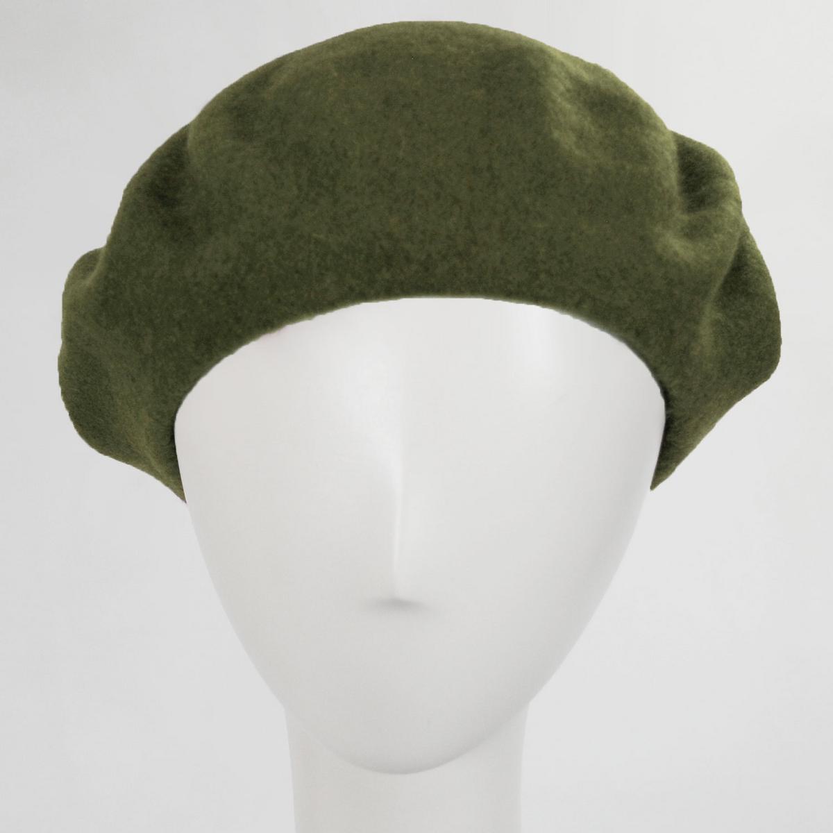 Village Hat Shop | Wholesale Wool Fashion Beret B2B Pre-Pack | B2B152500 | front | OLIVE GREEN