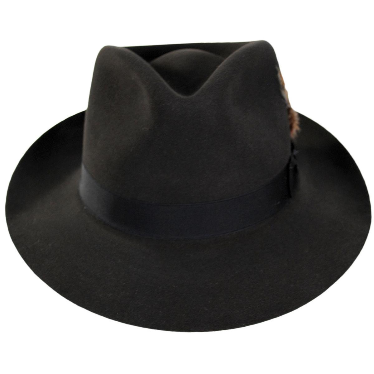Stetson | Downs Fur Felt Fedora Hat | 130687 | top | GRAPHITE