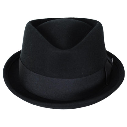 Jaxon Hats | Crushable Wool Felt Diamond Crown Fedora Hat | 135006 | front | BLACK
