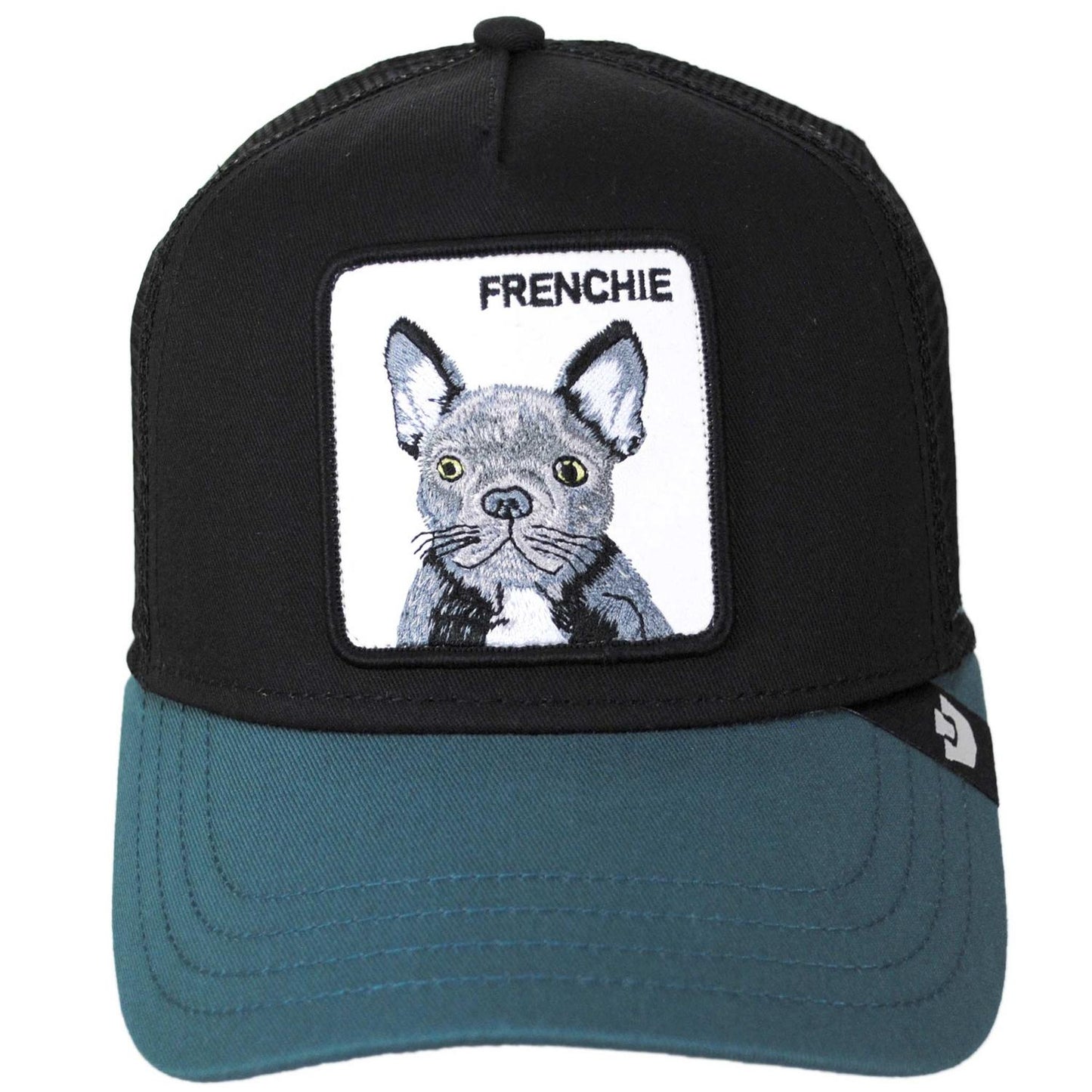 Goorin Bros | French Frenchie Mesh Trucker Snapback Baseball Cap | 200370 | front | VOID/SEA