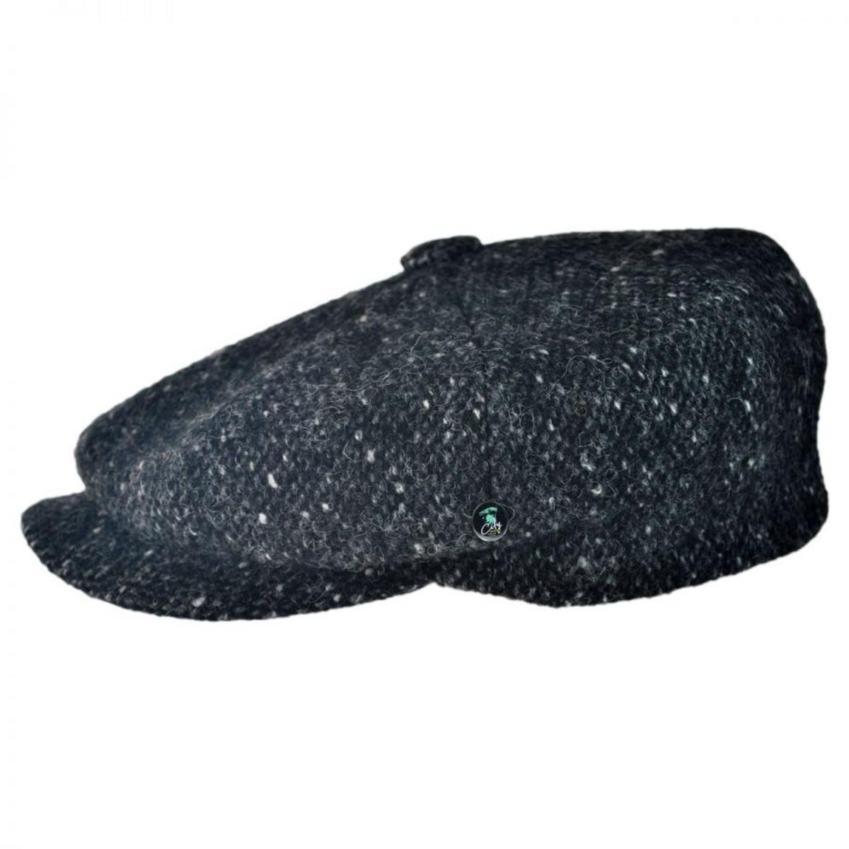 City Sport Caps | Donegal Marl Tweed Wool Newsboy Cap | 175017 | profile | BLACK