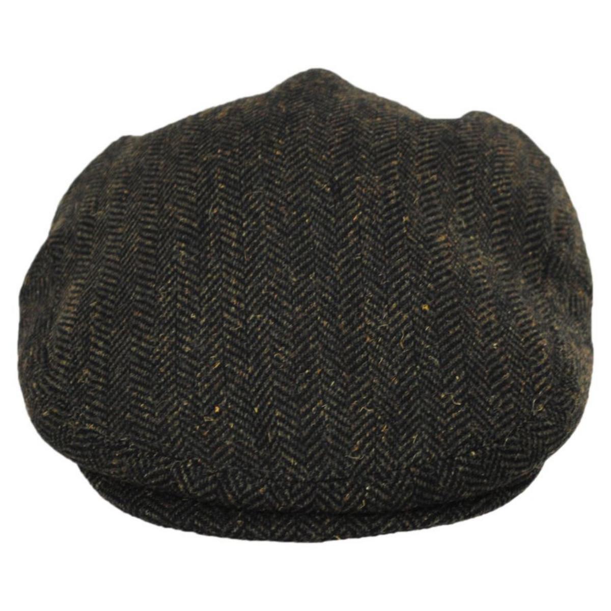 Jaxon Hats | Bird Rock Herringbone Wool Blend Ivy Cap | 167571 | front | OLIVE GREEN