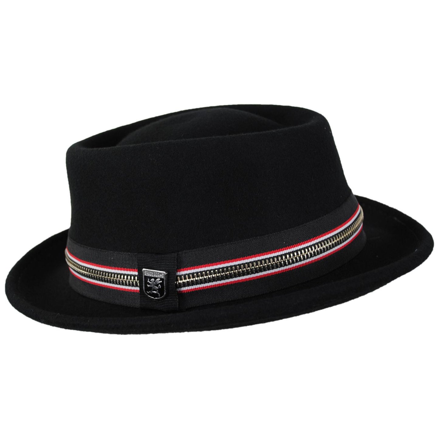 Stacy Adams | Porkie Wool Felt Pork Pie Hat | 130422 | profile | BLACK/RED