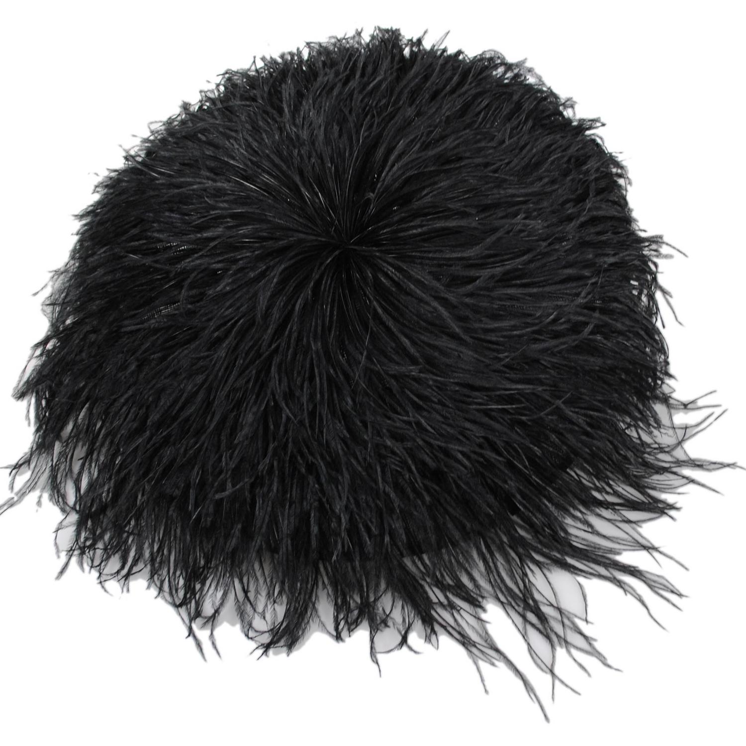 St. Julian | Ostrich Feathers & Sinamay Straw Fascinator Hat | 124279 | top | BLACK
