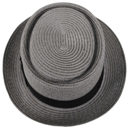 Jaxon Hats | Toyo Straw Braid Pork Pie Hat | 128501 | top | GREY