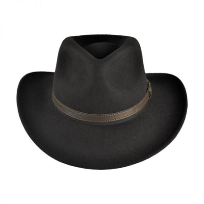 Jaxon Hats | Crushable Wool Felt Outback Hat | 135002 | front | BLACK