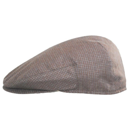 Baskerville Hat Company | Tenby Cotton Mini Windowpane Ivy Cap | 167675 | profile | MOCHA