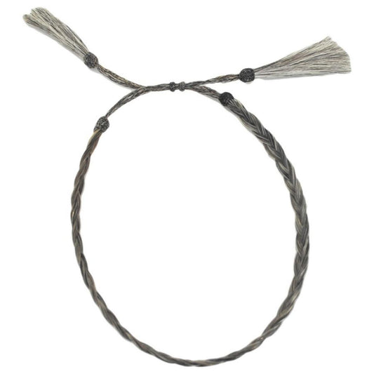 3 Regions Trade Co. | Solid Color Horse Hair Braid Double Tassel Hat Band | 601701 | front | GREY