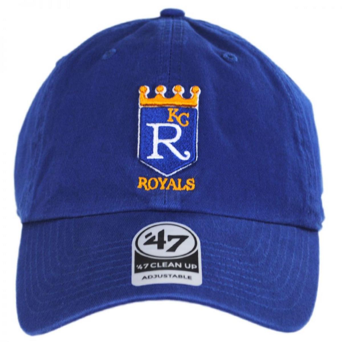 47 Brand | Kansas City Royals MLB Cooperstown Clean Up Strapback Baseball Cap Dad Hat | 203425 | front | ROYAL