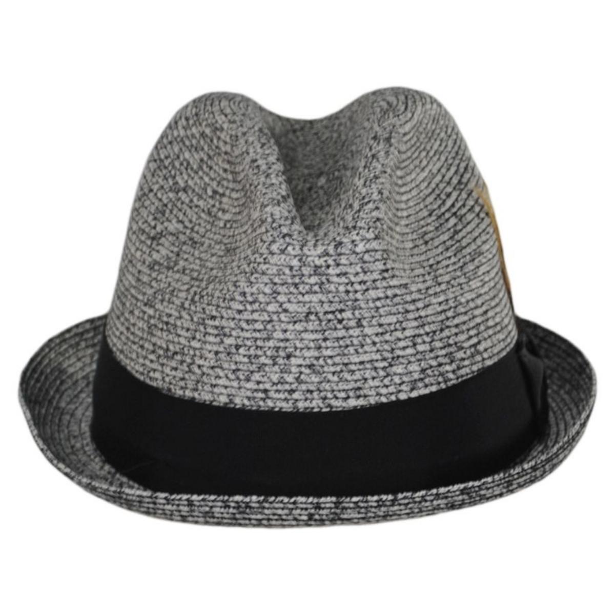 Capas Headwear | Soho Poly Braid Stingy Brim Fedora Hat | 126694 | front | BLACK/WHITE
